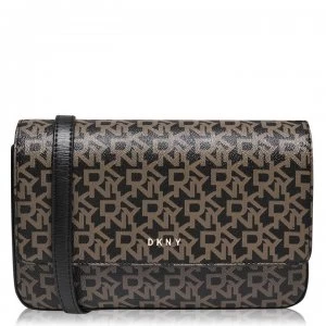 DKNY Coated Logo Medium Flap Over Cross Body Bag - Ebony Black NHO