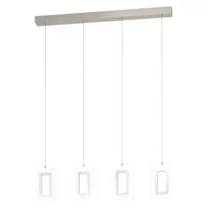 Pendant Light Colour Satin Nickel Shade Satined Plastic Bulb LED 4x5.4W