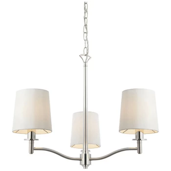 Endon Collection Lighting - Endon Ortona Vintage Pendant 3 Light Bright Nickel White Fabric Shades