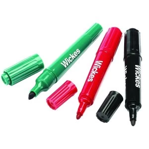 Wickes Permanent Twin Tip Marker Pens Pack 3