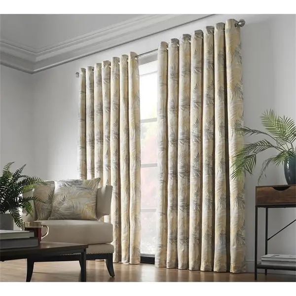 Other Fiji Multi Yarn Fully Lined Ring Top Curtains - Yellow 66x72 Inch