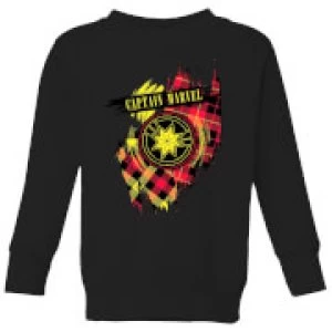 Captain Marvel Tartan Patch Kids Sweatshirt - Black - 3-4 Years