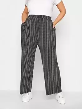 Yours Pleated Wide Leg Trousers - Black, Size 18, Women