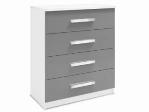 Harmony Moritz Grey High Gloss and White 4 Drawer Chest of Drawers Flat Packed