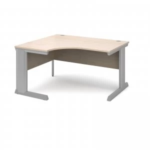 Vivo Left Hand Ergonomic Desk 1400mm - Silver Frame Maple Top