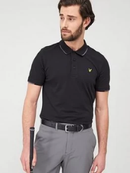 Lyle & Scott Golf Andrew Polo Shirt - Black, True Black, Size 2XL, Men