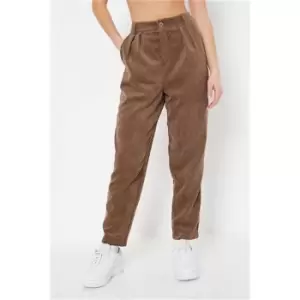 I Saw It First Chocolate Corduroy High Waist Trousers - Brown