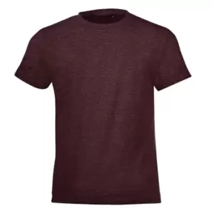 SOLS Childrens/Kids Regent Short Sleeve Fitted T-Shirt (12 Years) (Heather Oxblood)