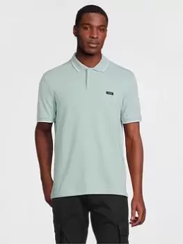 Calvin Klein Stretch Pique Tipping Slim Polo Shirt - Light Grey, Light Grey, Size XL, Men