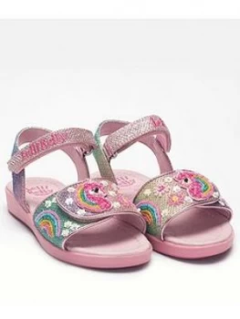 Lelli Kelly Girls Unicorn Rainbow Glitter Sandal - Pink Multi, Pink Multi, Size 13 Younger