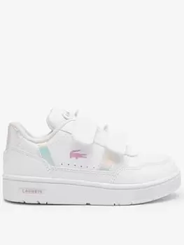 Lacoste Infants' Lacoste T-Clip Popped Heel Trainers, White/White, Size 4 Younger