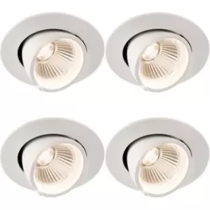 4 PACK Fully Adjustable Ceiling Downlight - 9W Warm White LED - Matt White