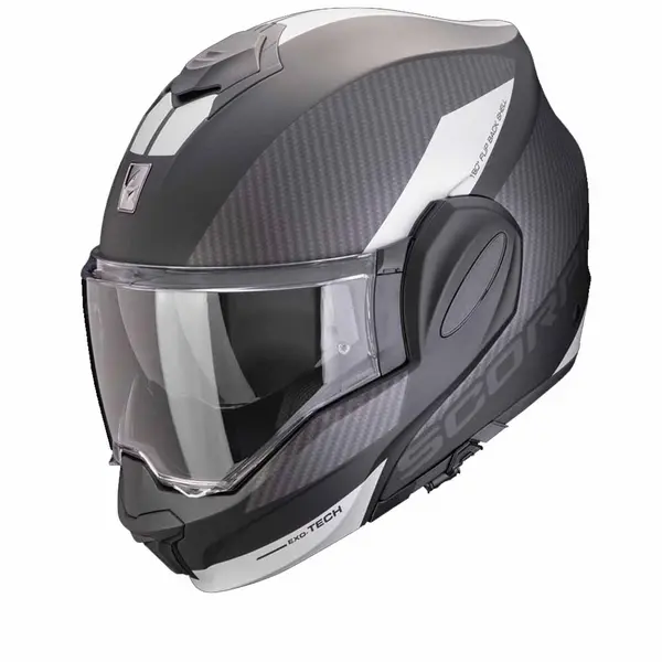 Scorpion Exo-Tech Evo Team Matt Black Silver Modular Helmet XL