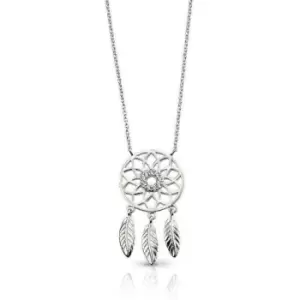 Allegory Symbols Silver & CZ Dream Catcher Necklace