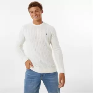 Jack Wills Marlow Merino Wool Cable Knitted Jumper - Beige