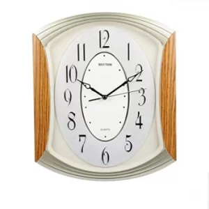 Rhythm Silver & Light Wood Finish Wall Clock