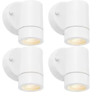 4 PACK Dimmable Outdoor IP44 Downlight - 7W GU10 LED - Gloss White & Glass