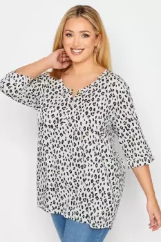 Leopard Print Henley T-Shirt