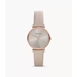 Emporio Armani Womens Two-Hand Leather Watch - Nude