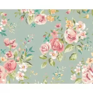 Origin Murals Flowery Duck Egg Wall Mural - 3.5m x 2.8m