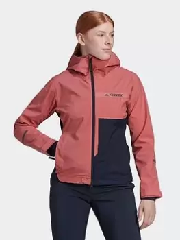 adidas Terrex Multi Rain.rdy 2.5-layer Rain Jacket, Red, Size S, Women