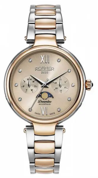 Roamer 858801 49 38 50 Dreamline Moonphase Cream Sunray Dial Watch