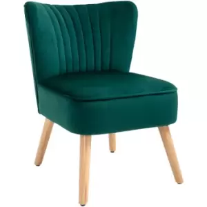 Homcom - Luxe Velvet-Feel Accent Chair Tub Seat Padding Wood Frame Legs Home Green