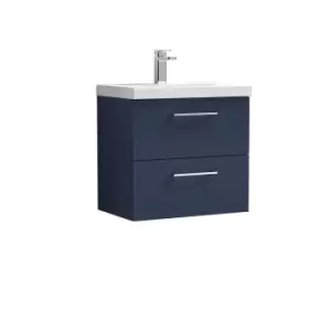 Nuie Arno 600mm Wall Hung 2 Drawer Vanity & Thin-Edge Basin Electric Blue