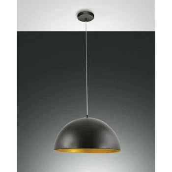 Fabas Luce Lighting - Fabas Luce Dingle Dome Pendant Ceiling Lights Black / Gold Glass, E27