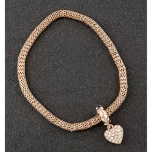 Diamante Sparkle Rose Gold Plated Heart Bracelet