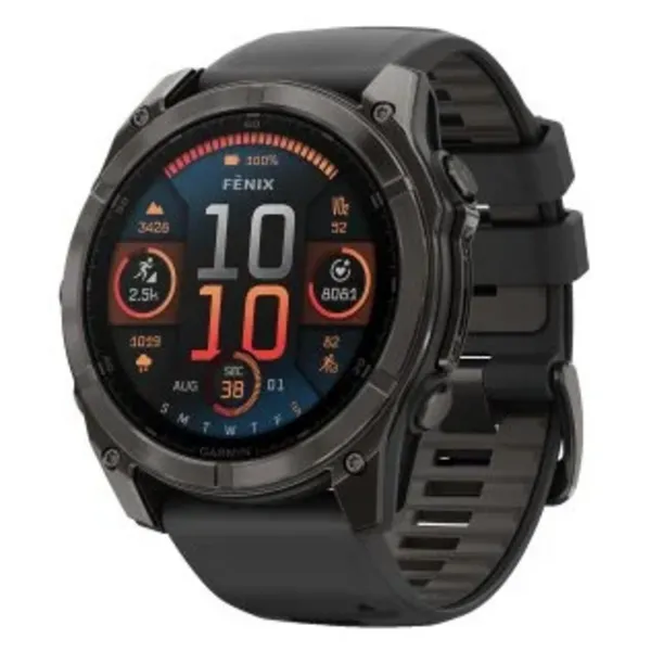 Garmin fenix 8 AMOLED Smartwatch - Slate Grey & Black, 51 mm, Black,Silver/Grey 753759338152