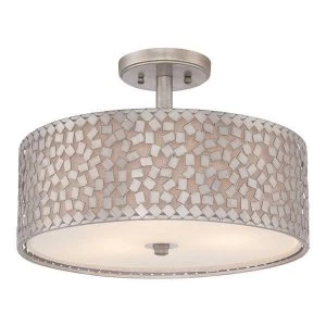 3 Light Semi Flush Ceiling Light Old Silver, E27