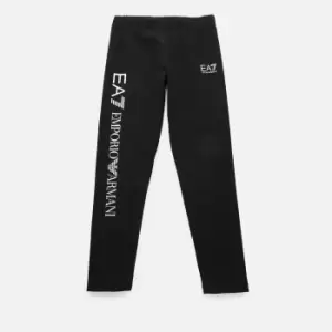 EA7 Girls Train Shiny Maxi Logo Leggings - Black - 6 Years