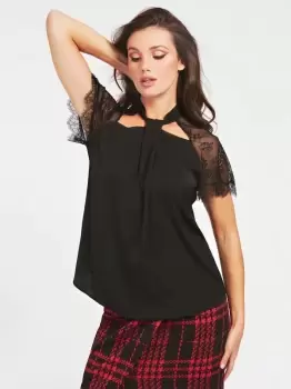 Guess Lace Insert Satin Top