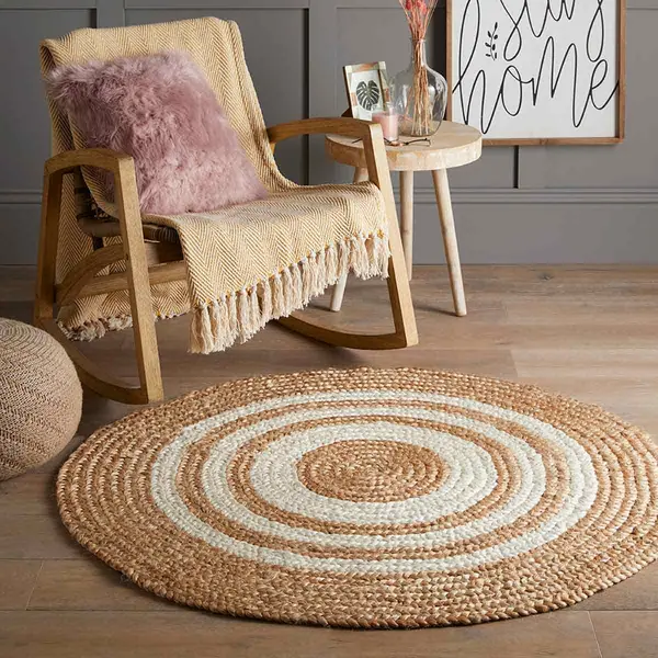 Esselle Altrincham 90x90cm Bleached Jute Circle Rug