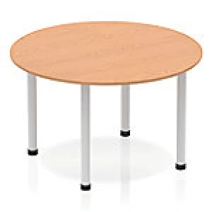 Impulse Circle Table 1200 Oak Post Leg Silver