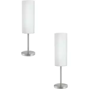 2 PACK Table Lamp Colour Satin Nickel Shade White Painted Satin Glass E27 1x60W