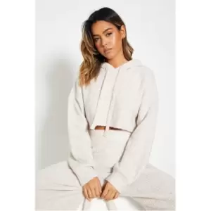 I Saw It First Recycled Knitted Crop Hoodie Co-Ord - White