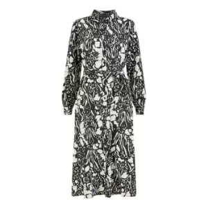 Mela London Black Animal Print Midi Shirt Dress - Black