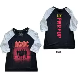 AC/DC - PWR-UP UK Ladies X-Small Raglan T-Shirt - Black,White