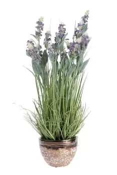 Artificial Lavender Plant in Decorative Metallic Ceramic Pot, 66 cm