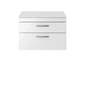 Nuie Athena 800 Wall Hung 2-drawer Vanity & Worktop - Gloss White