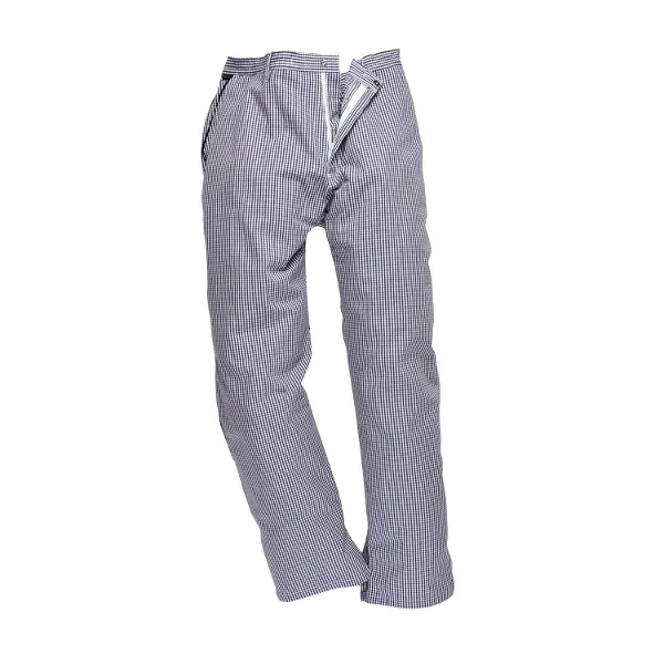 Portwest C075 Barnet Chefs Trousers Check C075CHRS Colour: Blue / White