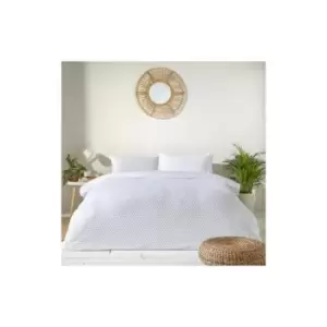 The Linen Yard Tufted Polka Dot Duvet Cover Set (Single) (White) - White