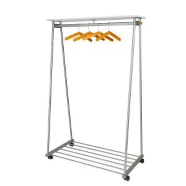 Alba Alba Oslo Mobile Garment Rack Silver Grey and White Wood - Supplied With 6 Hangers - PMOSLO PMOSLO