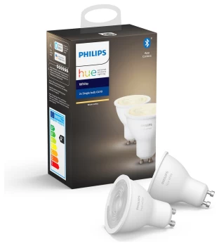 Philips Hue GU10 White Smart Bulb With Bluetooth - 2 Pack