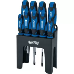 Draper 9 Piece Soft Grip Screwdriver Set Blue