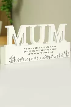 Personalised Floral Wooden Mum Ornament - White