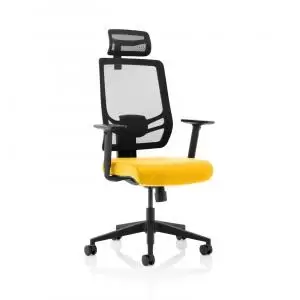 Ergo Twist Bespoke Fabric Seat Senna Yellow Mesh Back with Headrest