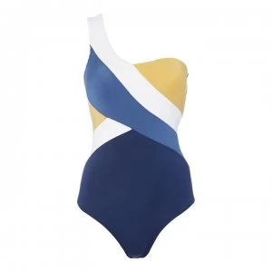 Jets Alter Single Shoulder Swimsuit - NAVY/GOLD